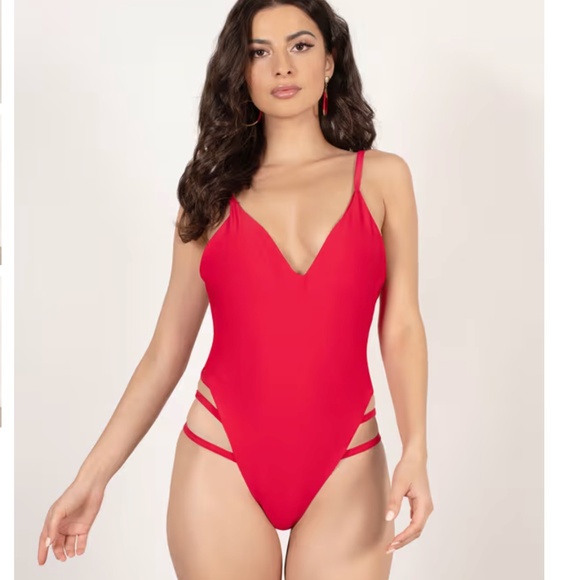 TOBI swim suit one piece MY BELOVED STRAPPY MONOKINI - RED sexy - Picture 10 of 10